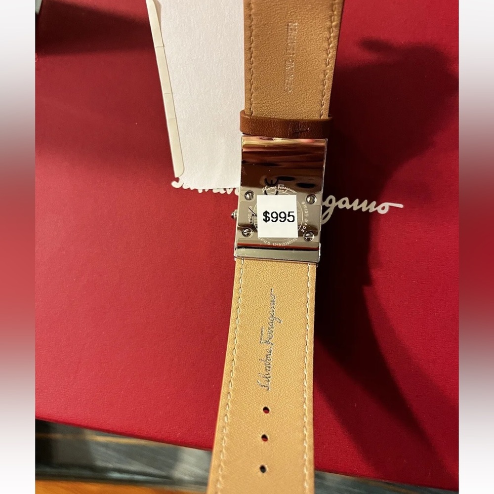 Salvatore Ferragamo WATCH BOXYS BROWN LEATHER NEW WITH BOX - Picture 5 of 10
